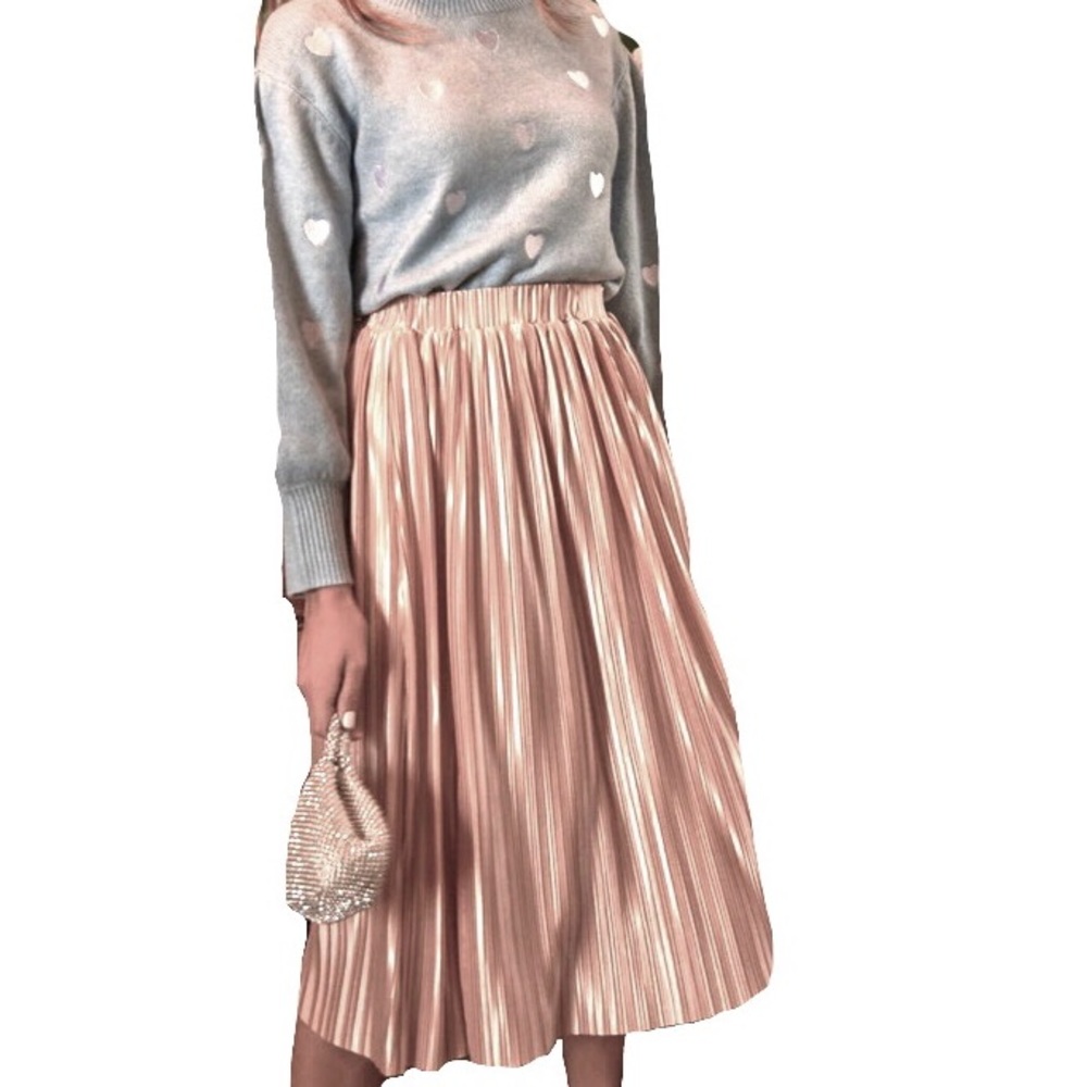 Chelsea28 shiny pleated midi skirt